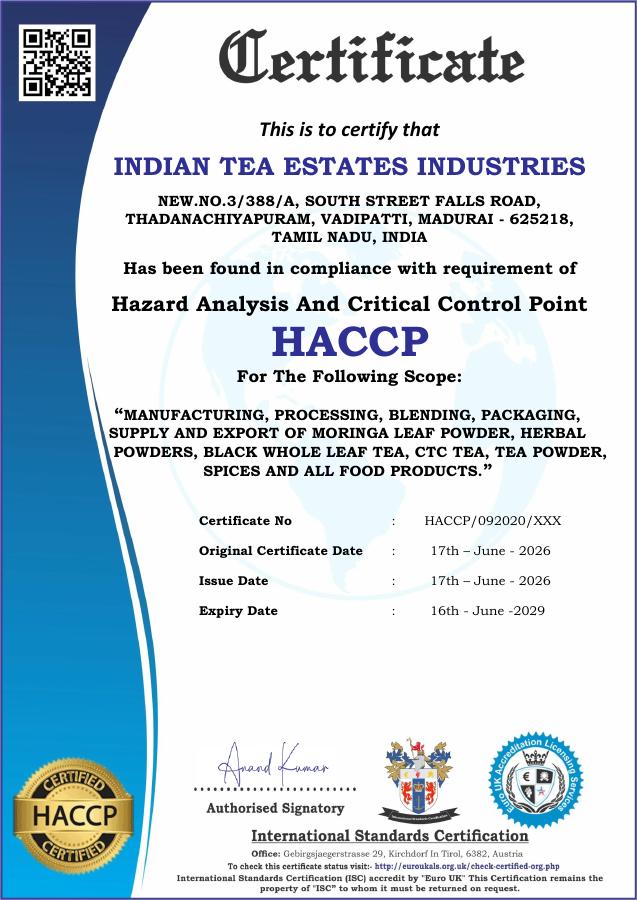 HACCP Certificate preview