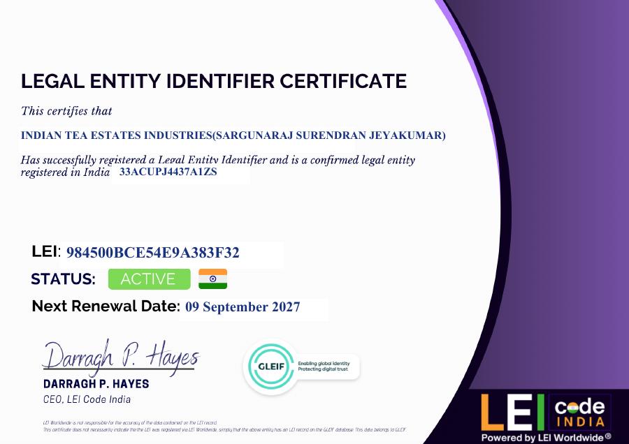 LEI Certificate preview